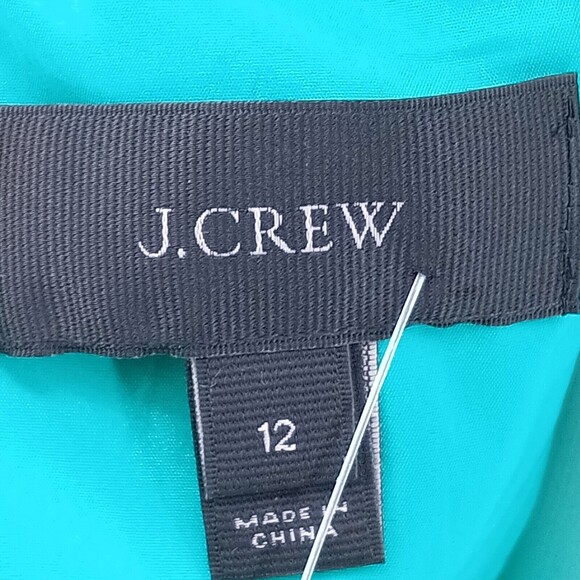 J.CREW Sheath Dress Size 12 Green 3/4 Sleeve Tulle Hem $198 H2851 New Classic - Picture 4 of 12